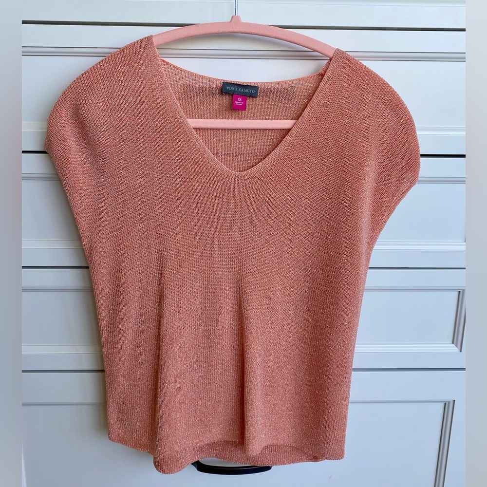 Vince Camuto V-neck metallic sweater XS